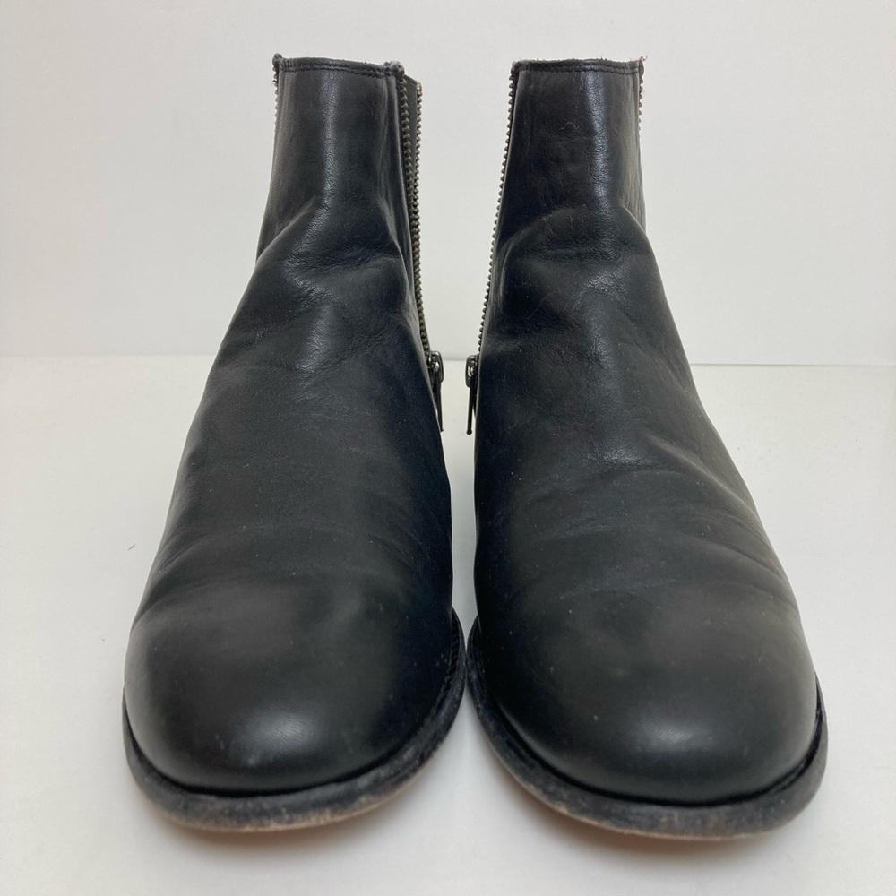 ***Frye Carly Black Leather Double Zipper Women’s Chelsea Ankle Booties #IR